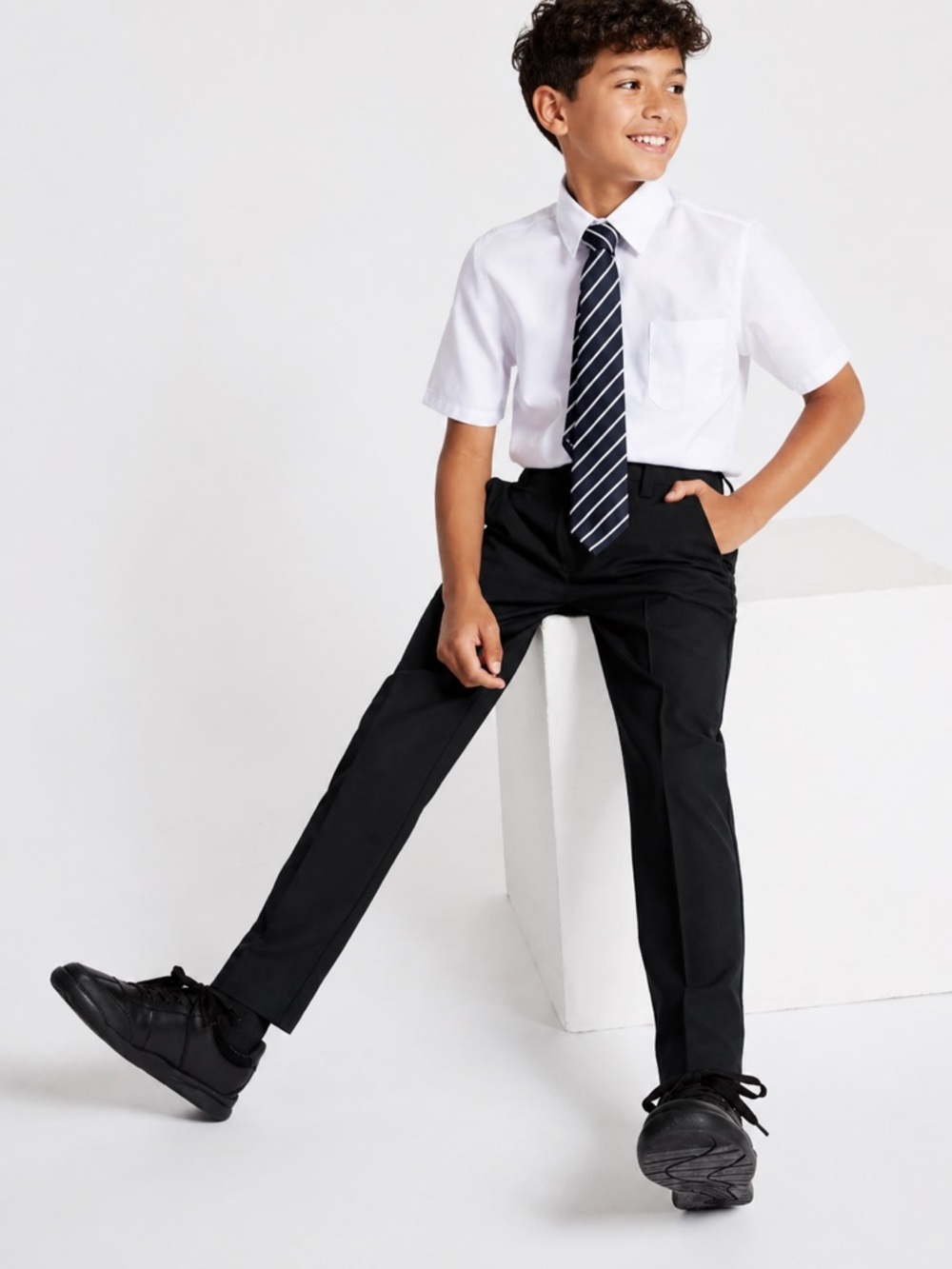 CAT & JACK Boys 16 Black School Uniform Pants Adjustable Waist Cotton
